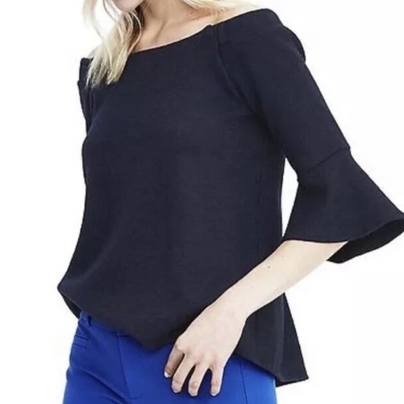 Banana Republic Tops - Banana Republic Women’s Off The Shoulder Top Bell Sleeves Navy Blue Size Medium